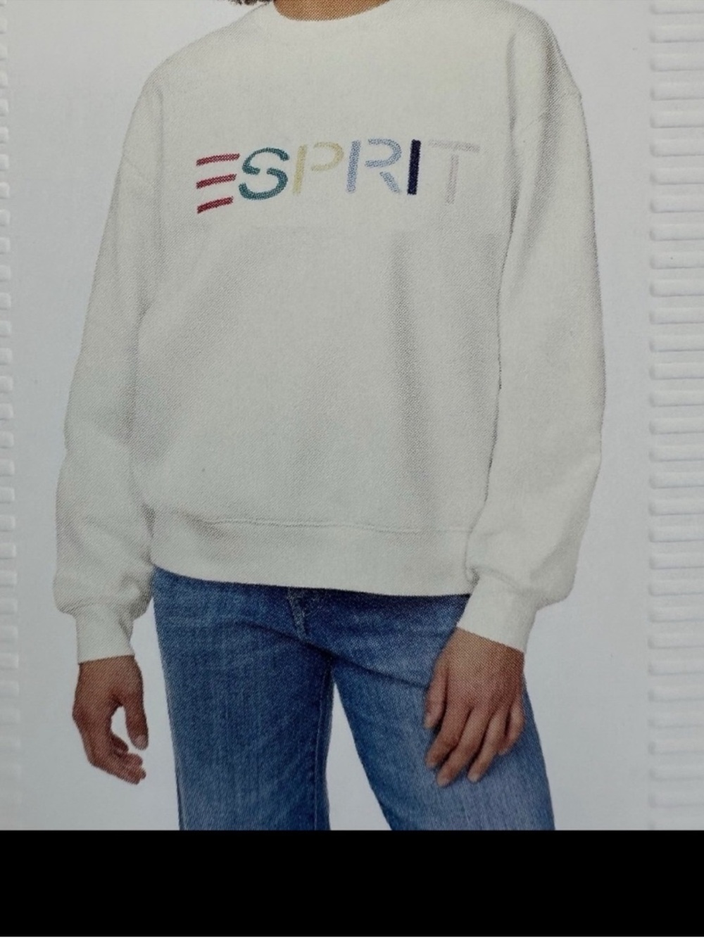 Esprit Cream Crewneck Sweatshirt with Multicolor Logo - Picture 2 of 5